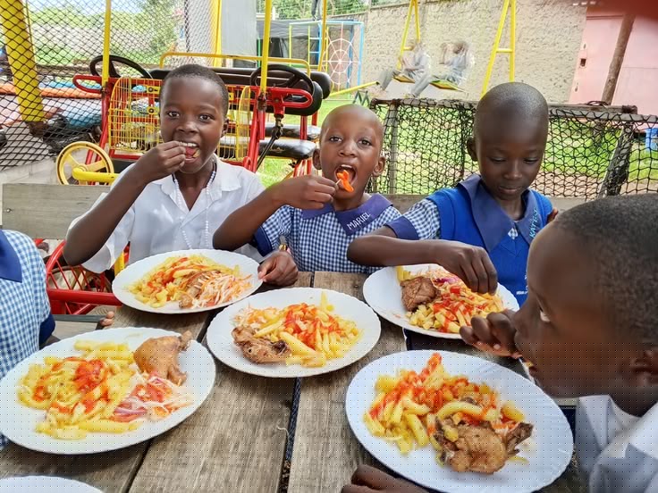 Children enjoying a meal